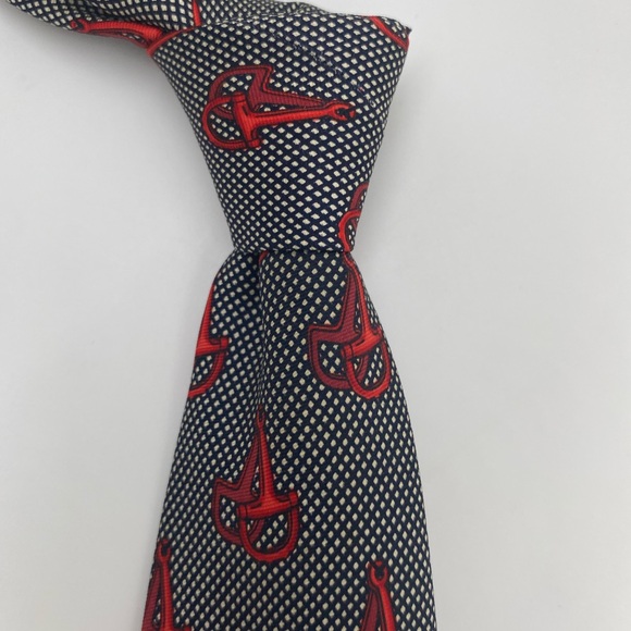 Celine Red and Black Patterned Silk Tie - Picture 1 of 8